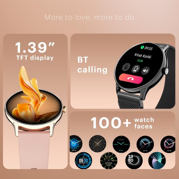 Noise Twist Go Round dial Smartwatch with BT Calling, 1.39" Display, Metal Build, 100+ Watch Faces, IP68, Sleep Tracking, 100+ Sports Modes, 24/7 Heart Rate Monitoring (Rose Pink) - Image 3