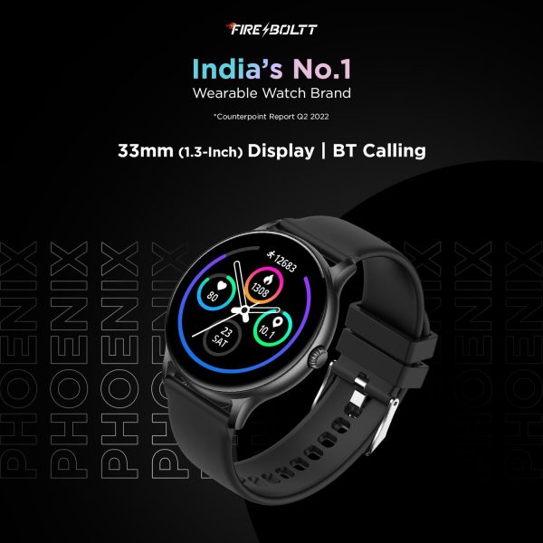 Fire-Boltt Phoenix Smart Watch with Bluetooth Calling 1.3,120+ Sports Modes, 240 * 240 PX High Res with SpO2, Heart Rate Monitoring & IP67 Rating (Black) - Image 3