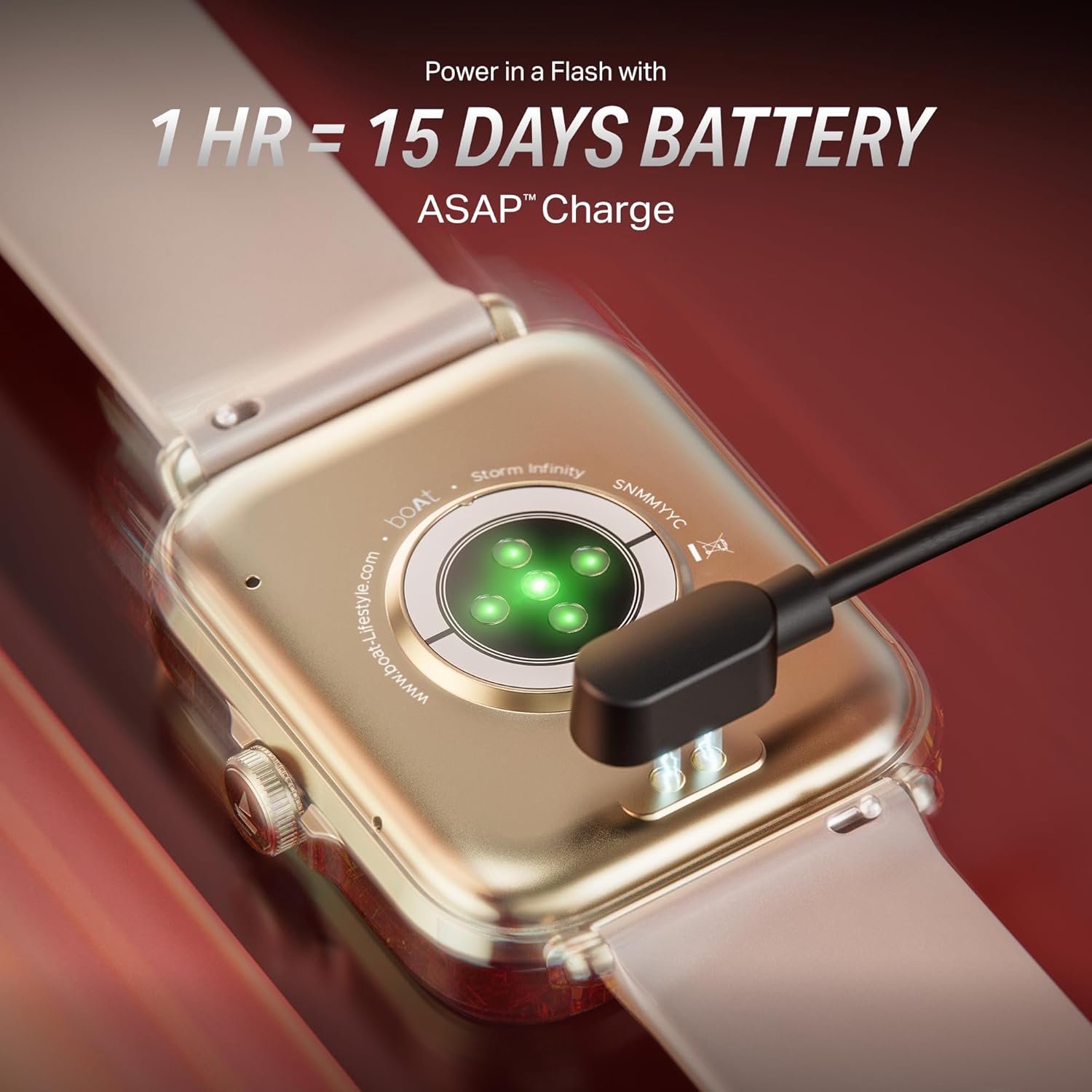 boAt New Launch Storm Infinity w/15 Days Extensive Battery fueled by Huge 550mAh Battery, Fast Charge, 1.83”(4.65cm)HD Display, Functional Crown, BT Calling,Smart watch for Men & Women(Cherry Blossom) - Image 6